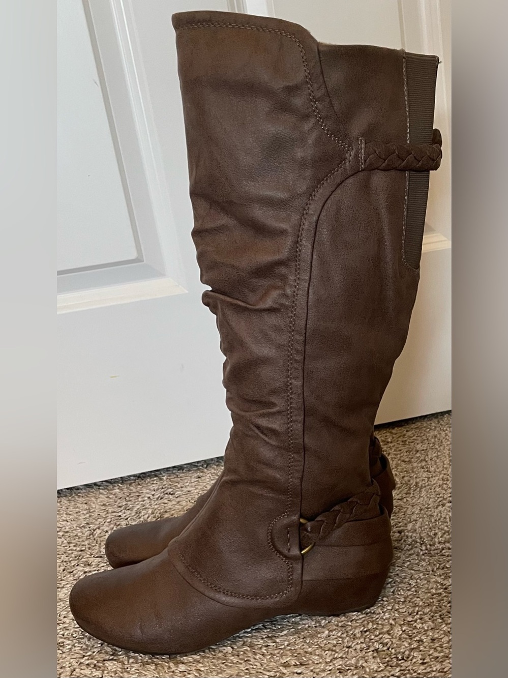 BareTraps Shania Brown Slouchy Knee High Riding Boots Size 10 Worn 1 Time